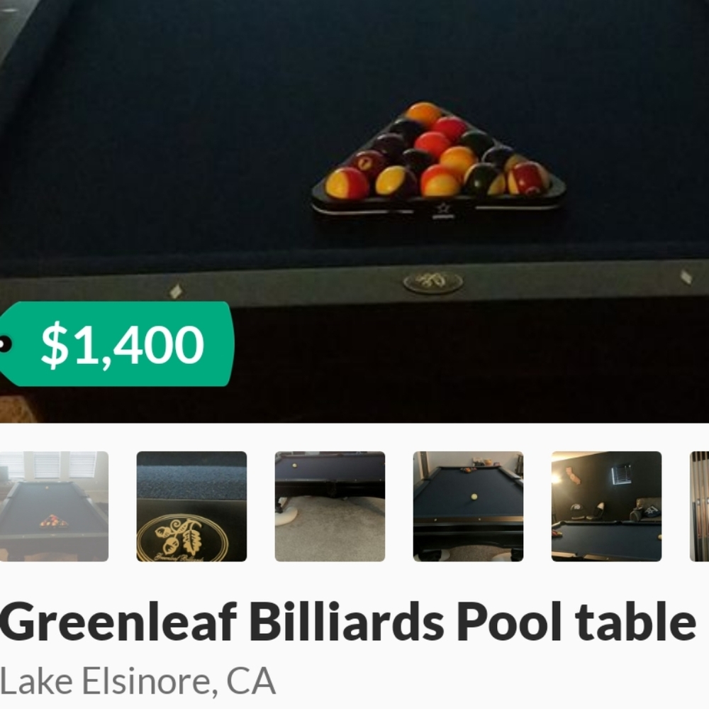Greenleaf Billiards Pool Table